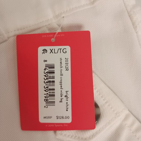 Spanx Women’s White Stretch Twill Cropped Wide Leg Pants 4 Pockets Size XL NWT - Picture 9 of 15